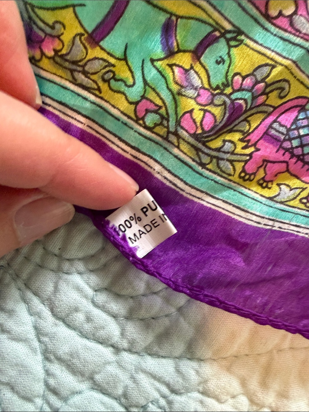 Vibrant Purple Paisley Silk Scarf - Picture 2 of 4